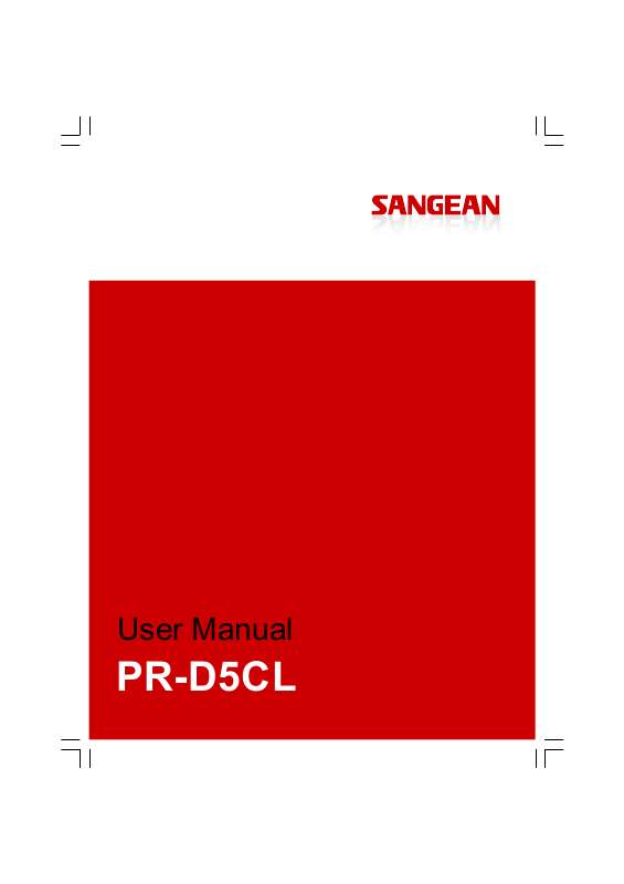 Guide utilisation  SANGEAN PR-D5CL  de la marque SANGEAN