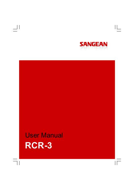 Guide utilisation SANGEAN RCR-3  de la marque SANGEAN