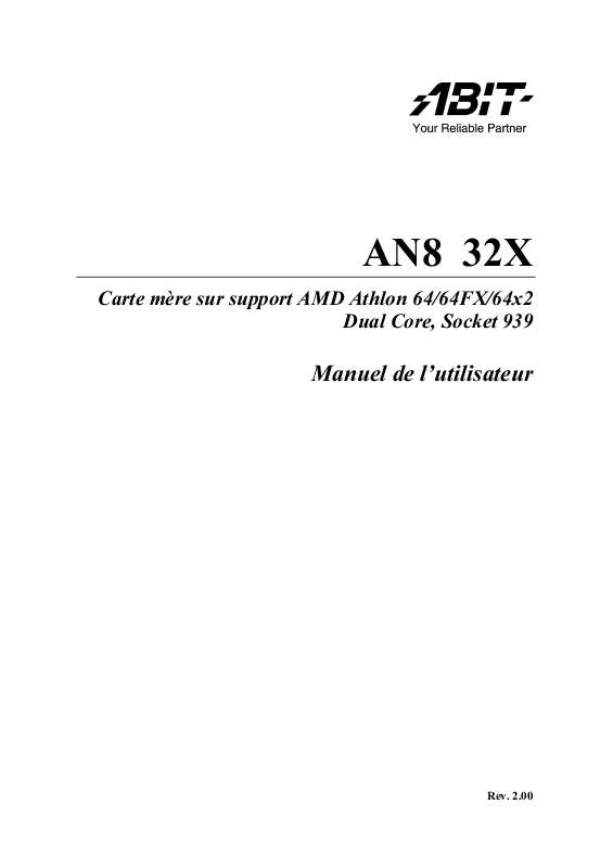 Guide utilisation ABIT AN8-32X  de la marque ABIT