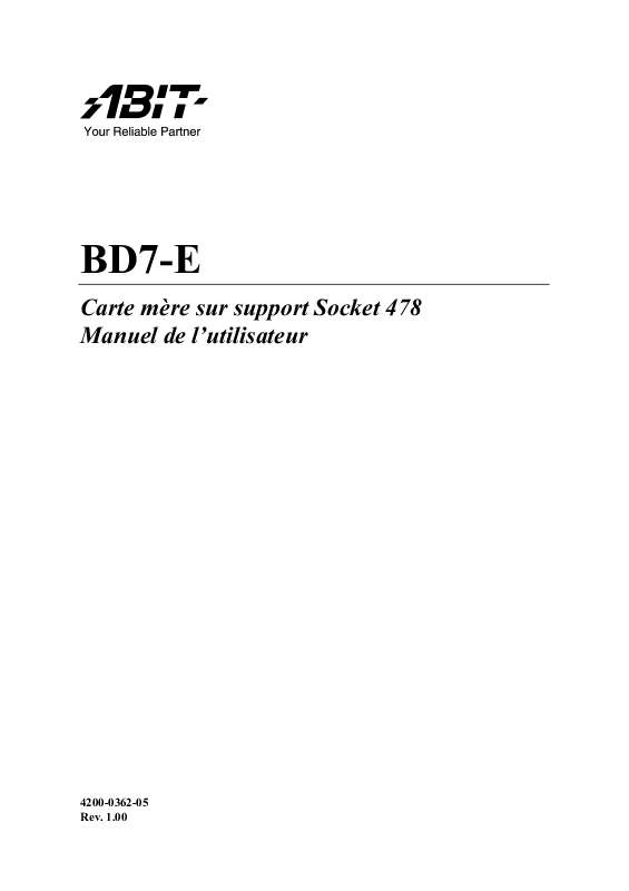 Guide utilisation ABIT BD7-E  de la marque ABIT