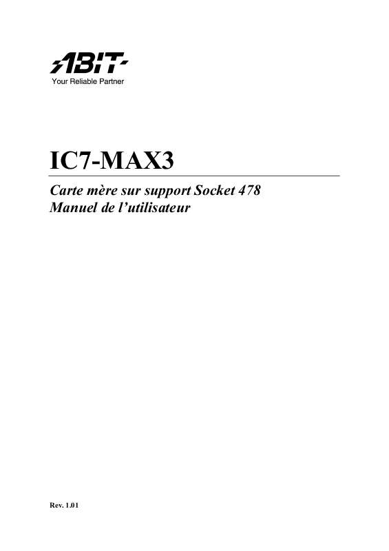 Guide utilisation ABIT IC7-MAX3 REV 1.01  de la marque ABIT