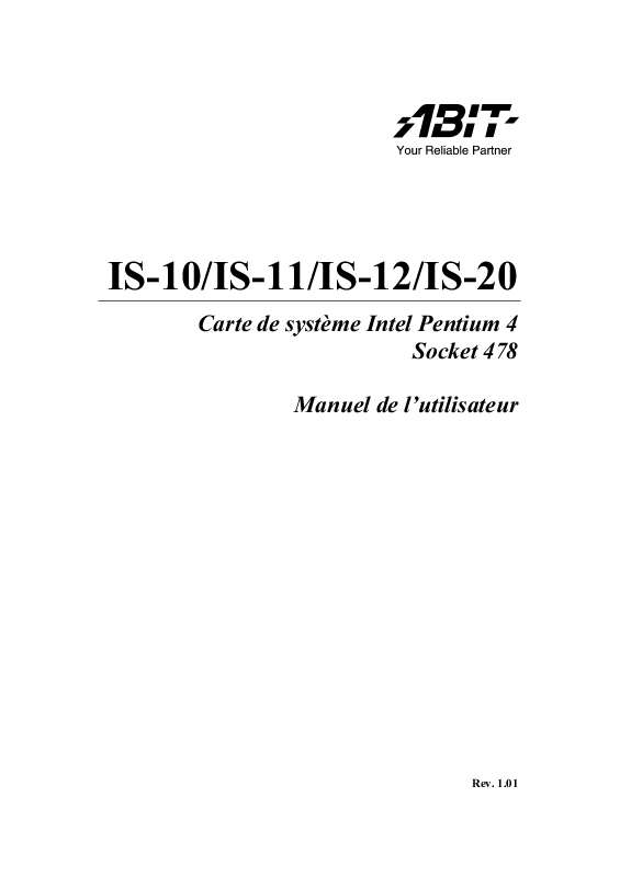 Guide utilisation ABIT IS-10 11 12 20 A5 REV 1.01  de la marque ABIT