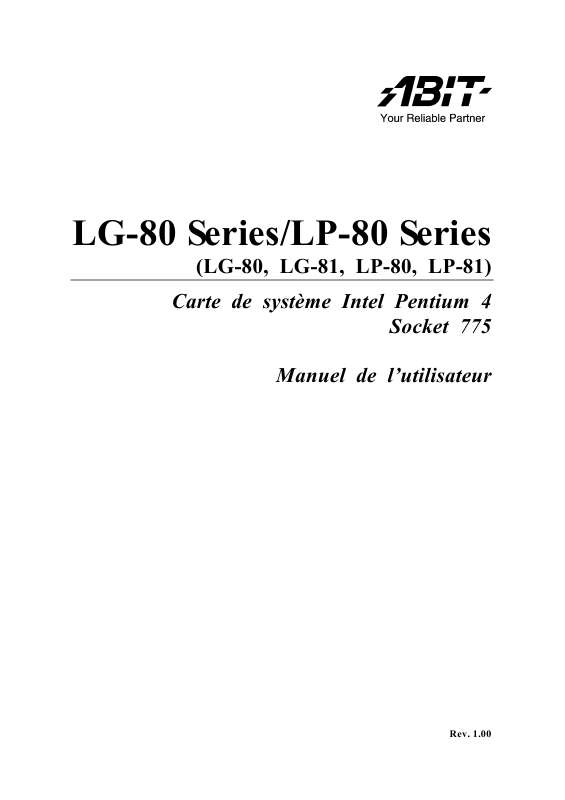 Guide utilisation ABIT LG-80 LP-80  de la marque ABIT