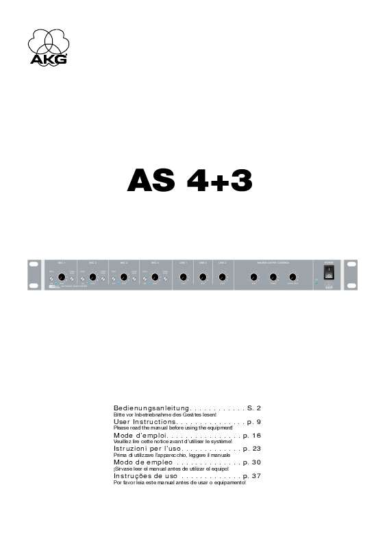Guide utilisation  AKG AS 4+3  de la marque AKG