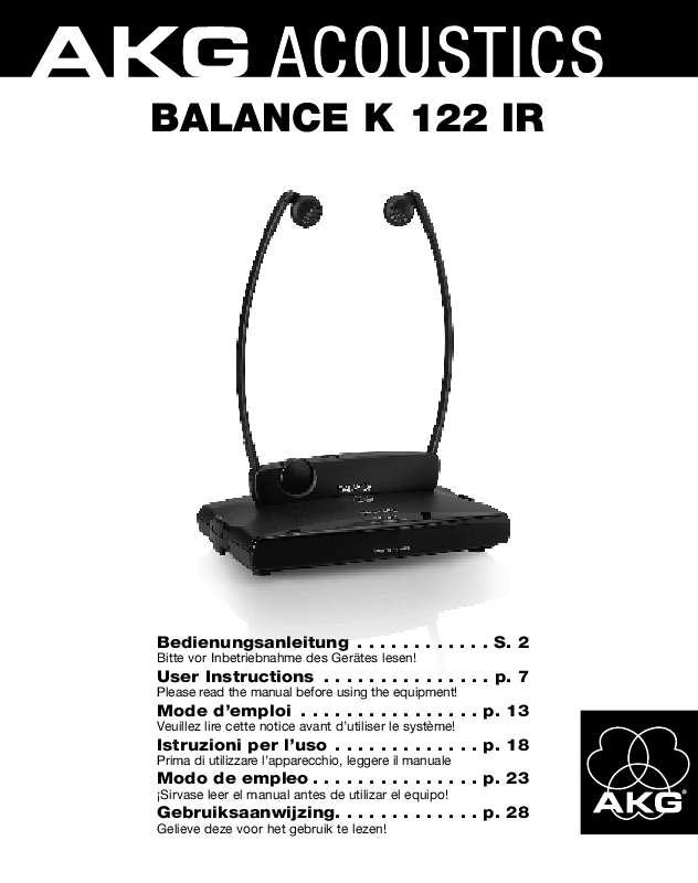 Guide utilisation  AKG BALANCE K 122 IR  de la marque AKG