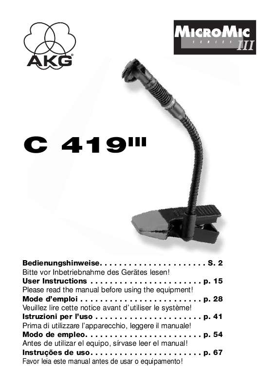 Guide utilisation  AKG C 419 III  de la marque AKG