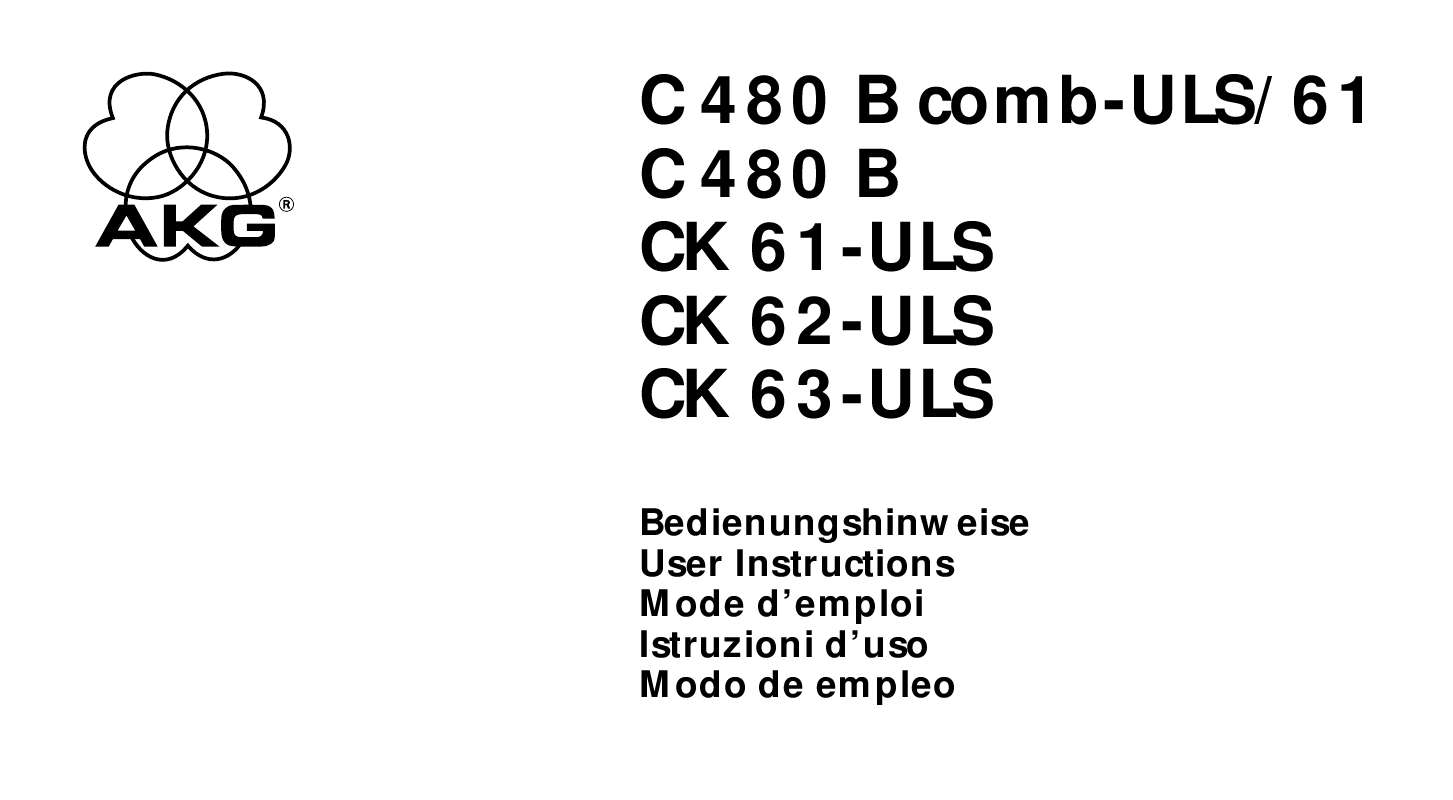 Guide utilisation  AKG C 480 B COMB-ULS 61  de la marque AKG