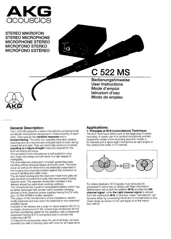 Guide utilisation  AKG C 522 MS  de la marque AKG