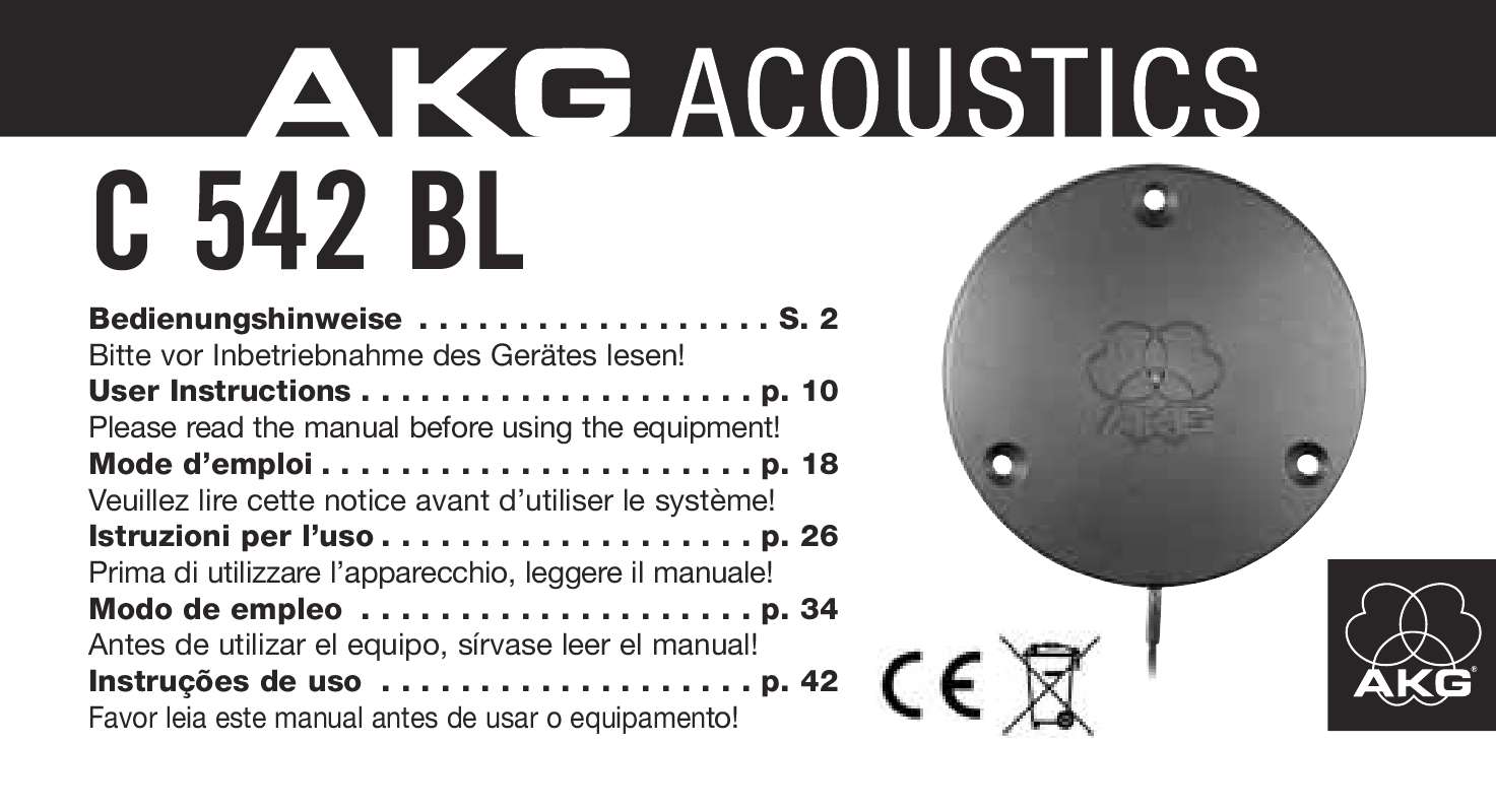 Guide utilisation  AKG C 542 BL  de la marque AKG