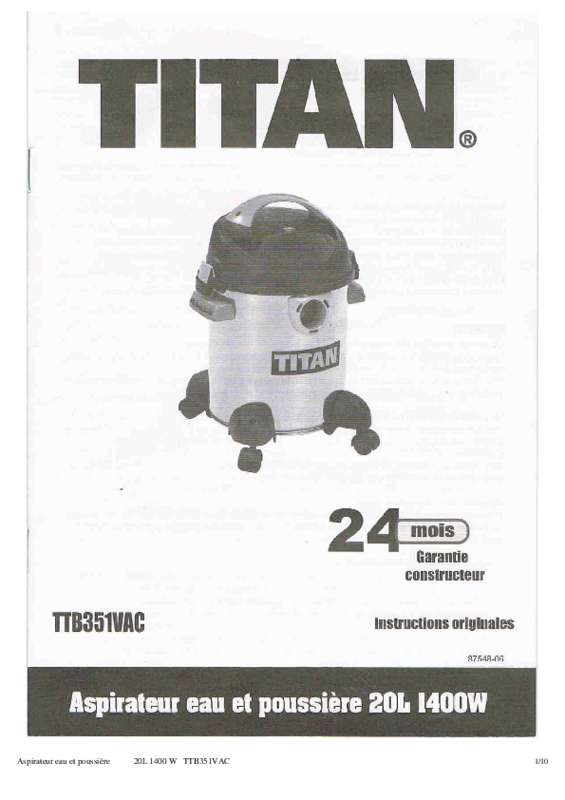 Guide utilisation  TITAN TTB351VAC  de la marque TITAN