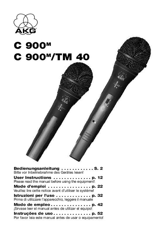 Guide utilisation  AKG C 900-TM 40  de la marque AKG