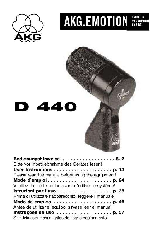 Guide utilisation  AKG D 440  de la marque AKG