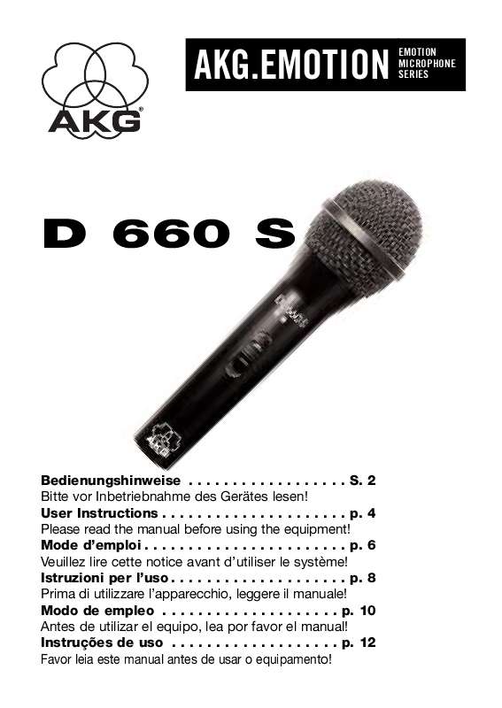 Guide utilisation  AKG D 660 S  de la marque AKG