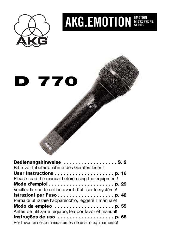 Guide utilisation  AKG D 770  de la marque AKG