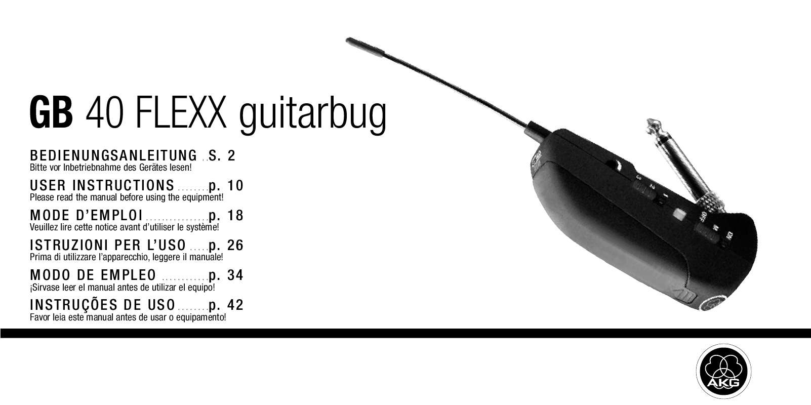 Guide utilisation  AKG GB 40 FLEXX GUITARBUG  de la marque AKG