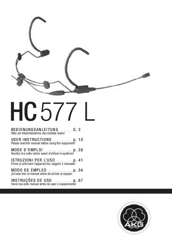 Guide utilisation  AKG HC 577 L  de la marque AKG