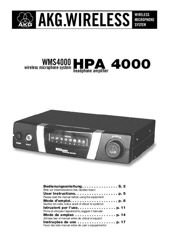 Guide utilisation  AKG HPA 4000  de la marque AKG