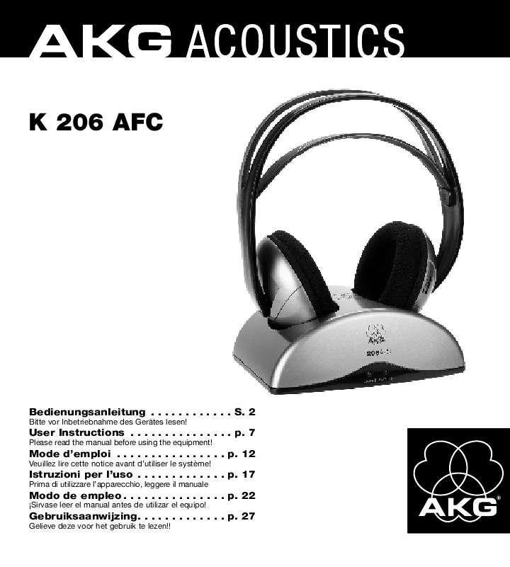 Guide utilisation  AKG K 206 AFC  de la marque AKG