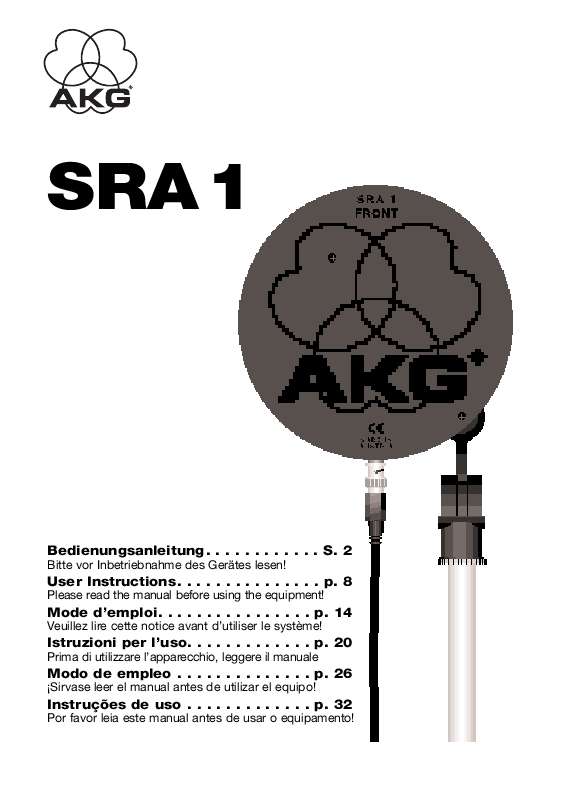 Guide utilisation  AKG SRA 1  de la marque AKG
