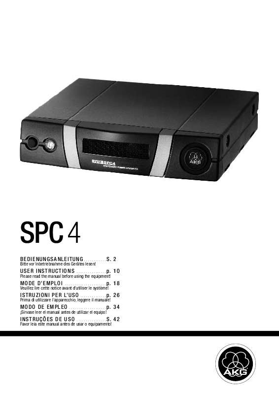 Guide utilisation  AKG SPC 4  de la marque AKG