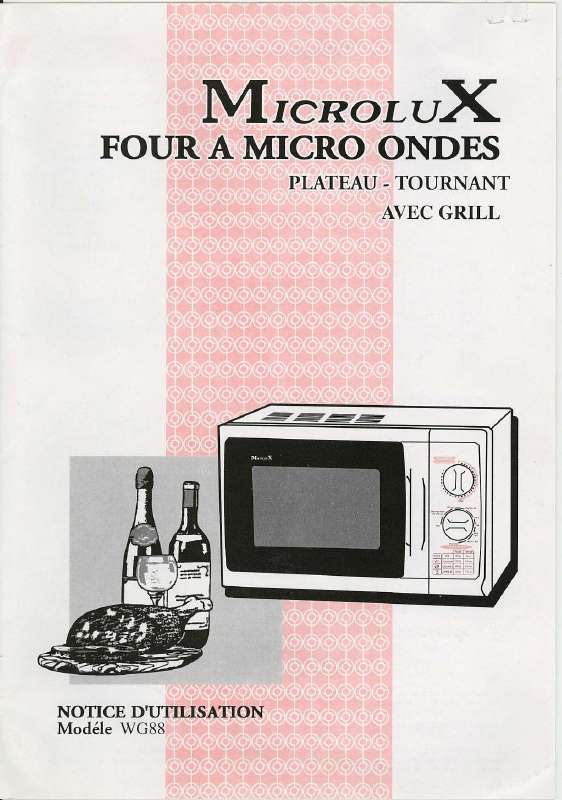Guide utilisation  MICROLUX FOUR MICRO-ONDES WG88  de la marque MICROLUX