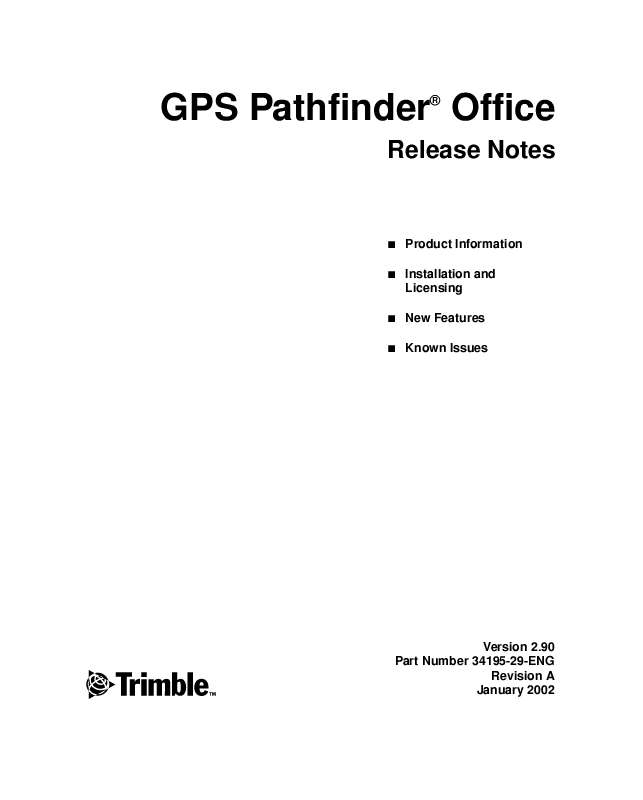 Guide utilisation TRIMBLE GPS PATHFINDER OFFICE 2.90  de la marque TRIMBLE