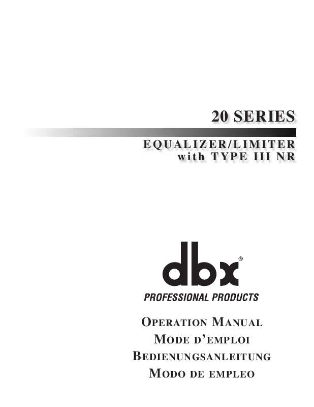 Guide utilisation  DBX DBX20  de la marque DBX