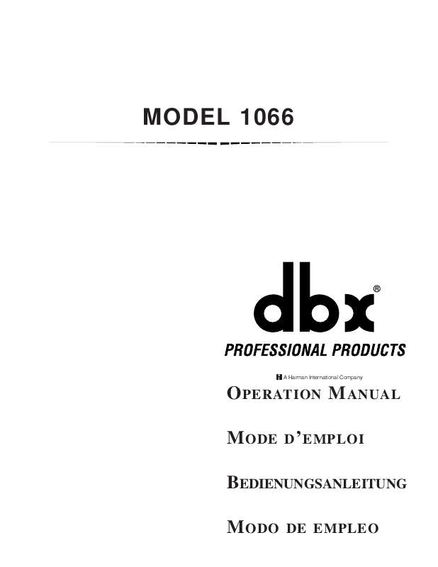 Guide utilisation  DBX 1066  de la marque DBX
