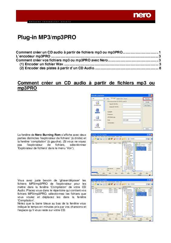 Guide utilisation NERO MP3  de la marque NERO