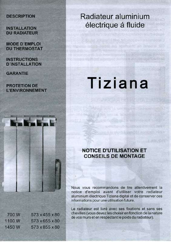 Guide utilisation  TIZIANA RADIATEUR ALUMINIUM  de la marque TIZIANA