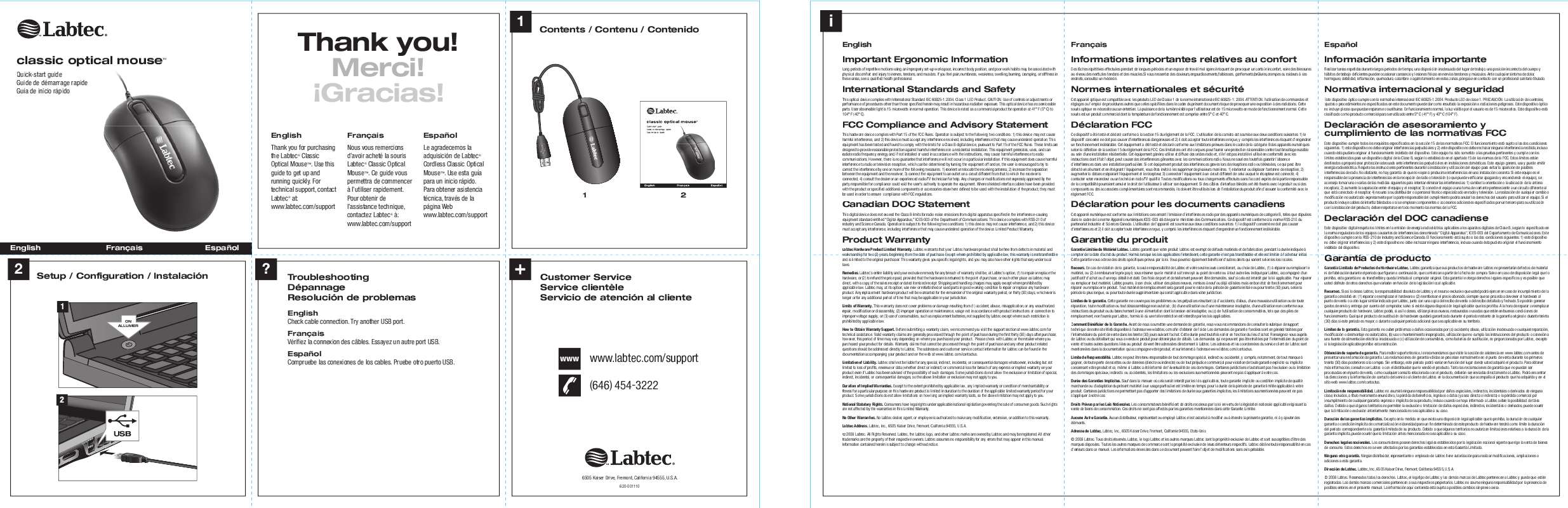 Guide utilisation  LABTEC CLASSIC OPTICAL MOUSE  de la marque LABTEC