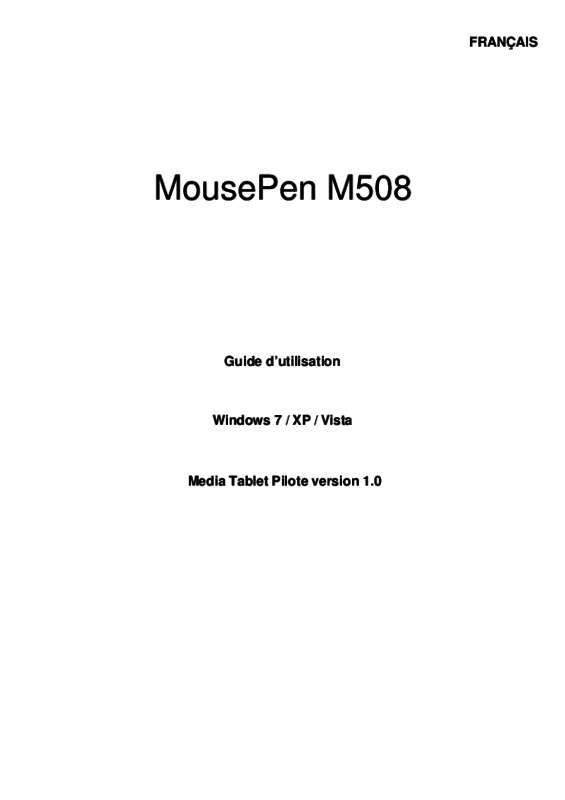 Guide utilisation  GENIUS MOUSEPEN M508  de la marque GENIUS