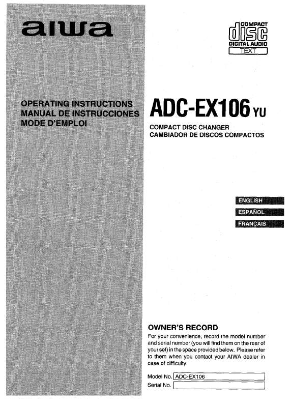 Guide utilisation AIWA ADC-EX106  de la marque AIWA