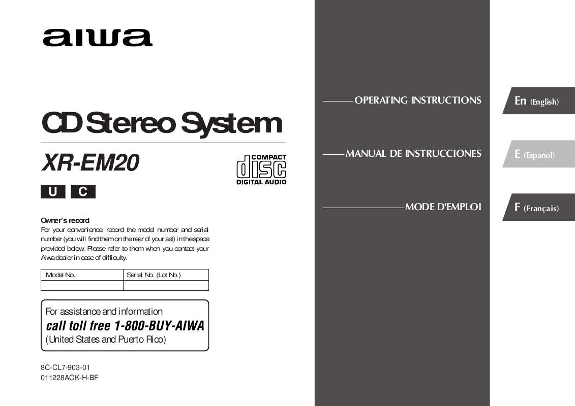 Guide utilisation AIWA XR-EM20  de la marque AIWA
