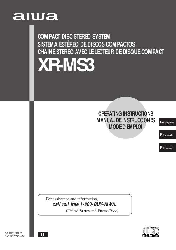 Guide utilisation AIWA XR-MS3  de la marque AIWA