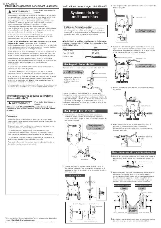 Guide utilisation  SHIMANO BR-MX70  de la marque SHIMANO