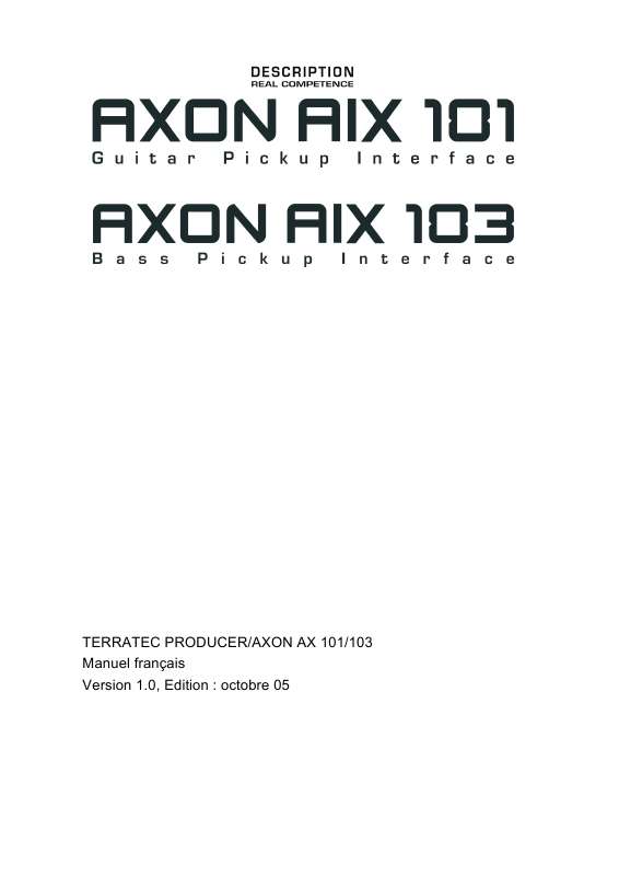 Guide utilisation  TERRATEC AXON AIX 101 MANUAL 1.0  de la marque TERRATEC
