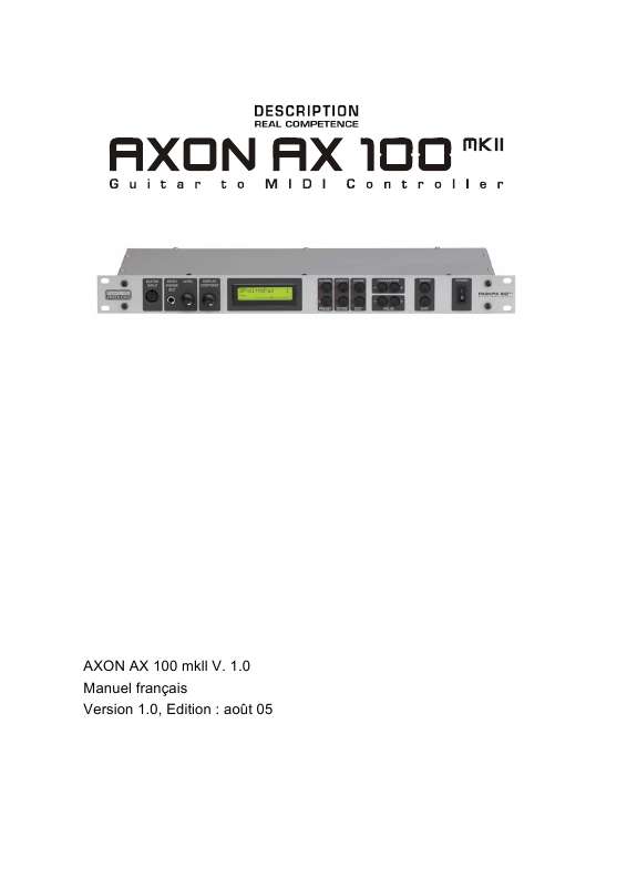 Guide utilisation  TERRATEC AXON AX 100 MKII MANUAL 1.0  de la marque TERRATEC