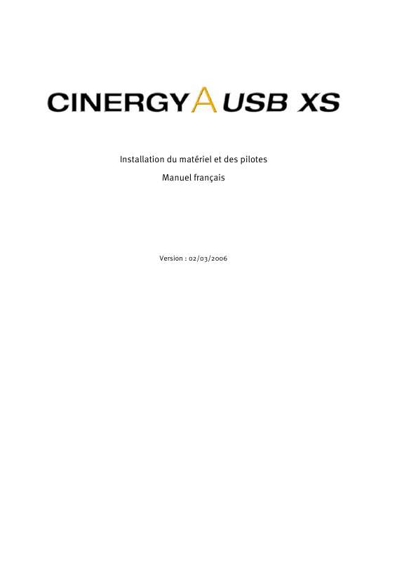 Guide utilisation  TERRATEC CINERGY A USB XS  de la marque TERRATEC
