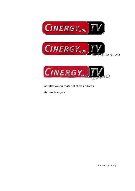 Guide utilisation  TERRATEC CINERGY200TV MANUAL HARDWARE  de la marque TERRATEC