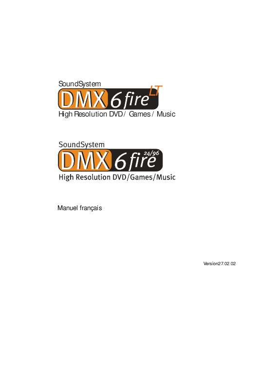 Guide utilisation  TERRATEC DMX6 FIRE2496  de la marque TERRATEC