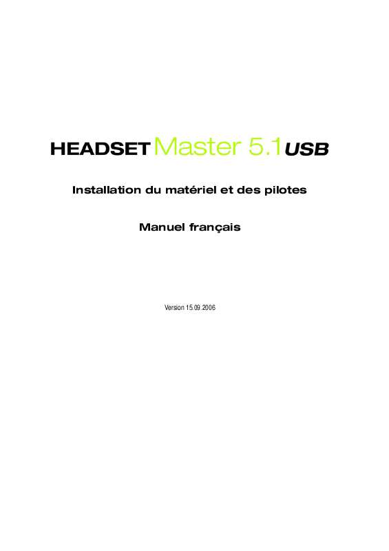 Guide utilisation  TERRATEC HEADSET MASTER 5.1 USB  de la marque TERRATEC