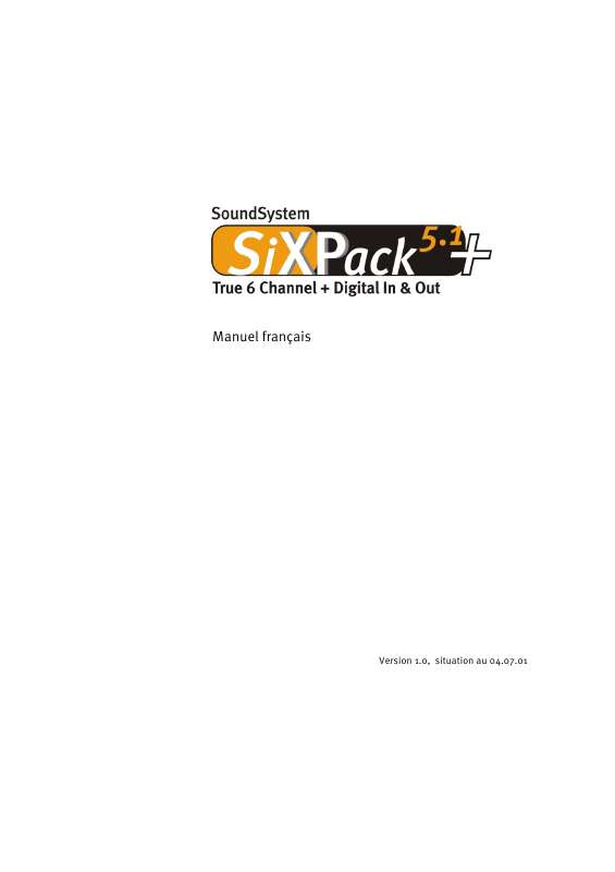 Guide utilisation  TERRATEC SIXPACK 5.1+  de la marque TERRATEC