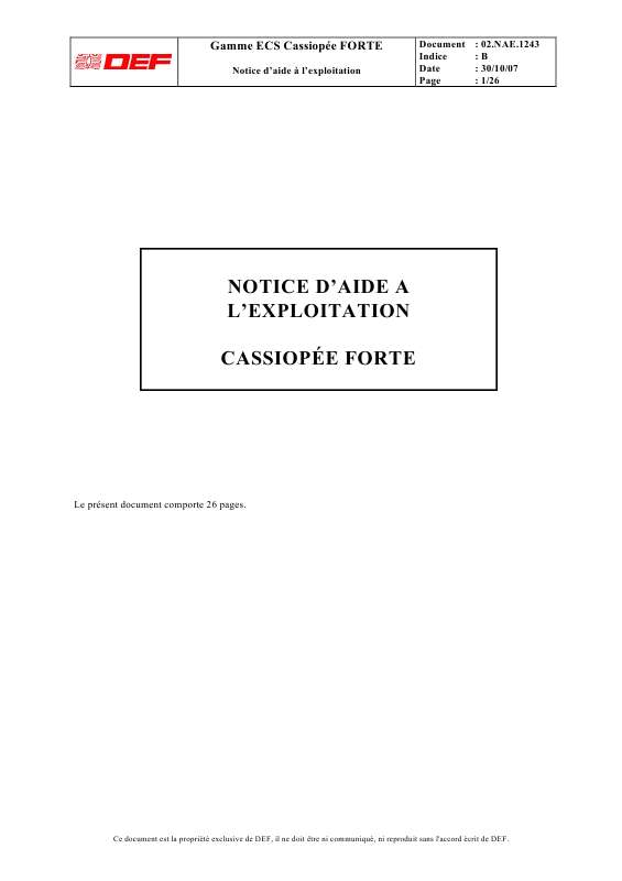 Guide utilisation  DEF CASSIOPEE FORTE  de la marque DEF