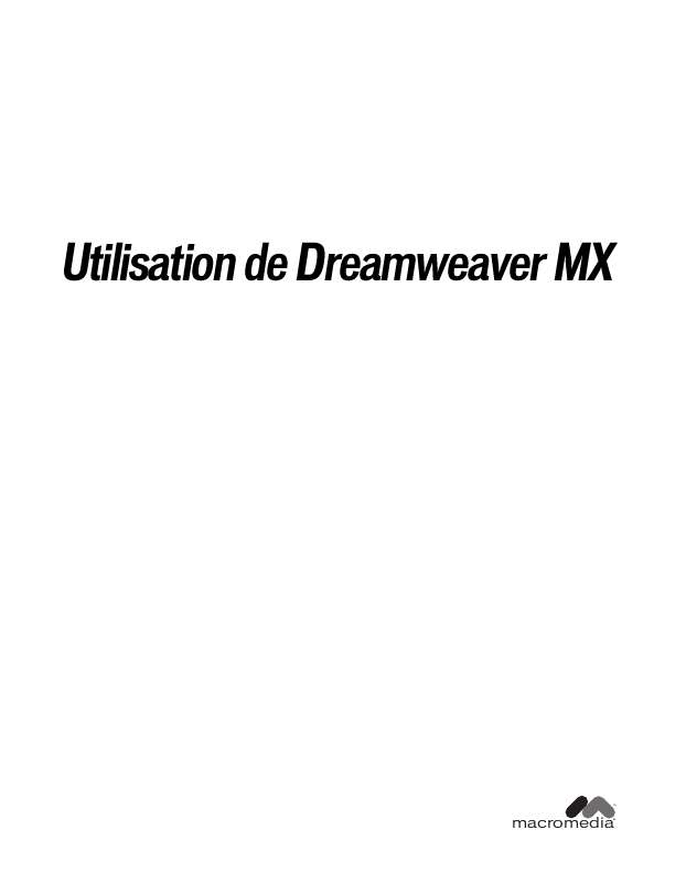 Guide utilisation  MACROMEDIA DREAMWEAVER MX 6  de la marque MACROMEDIA