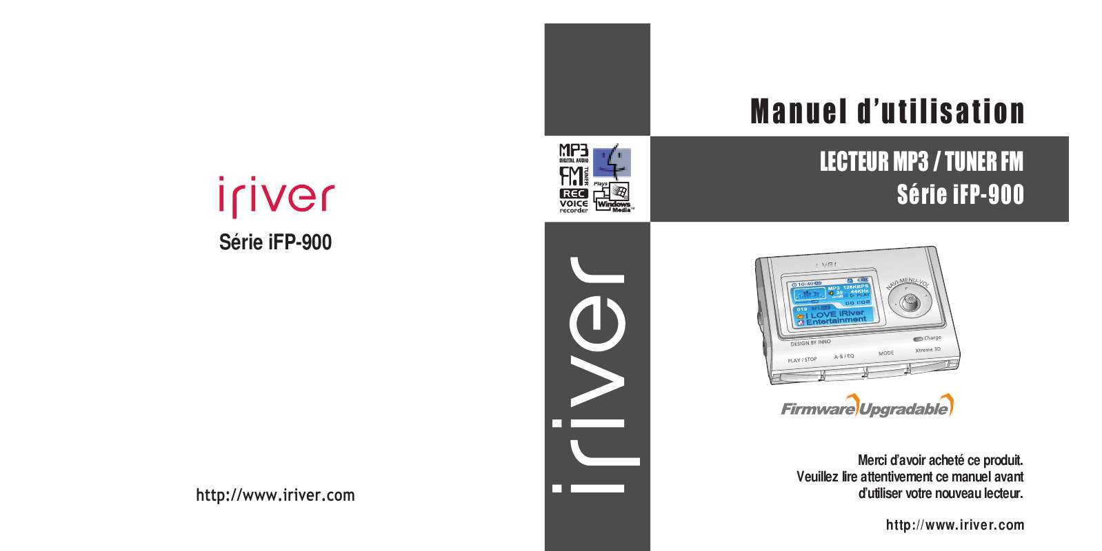 Guide utilisation IRIVER IFP-900  de la marque IRIVER