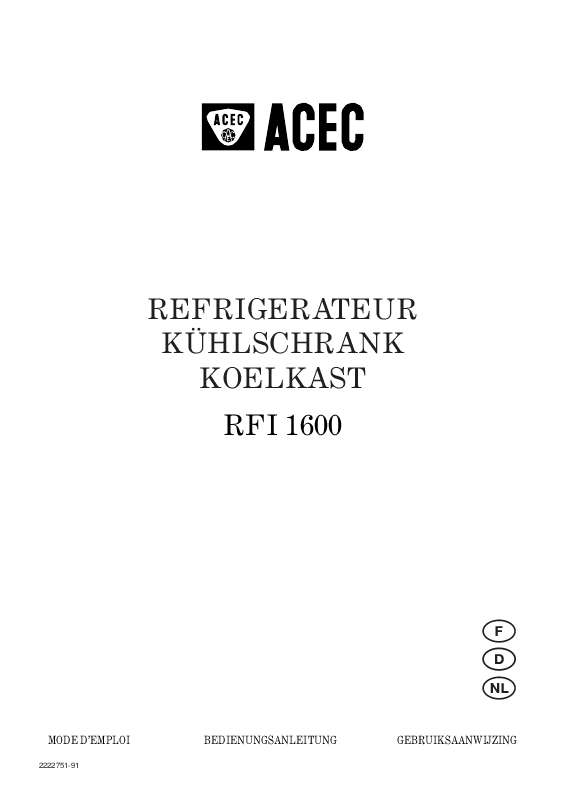 Guide utilisation ACEC RFI1600 de la marque ACEC