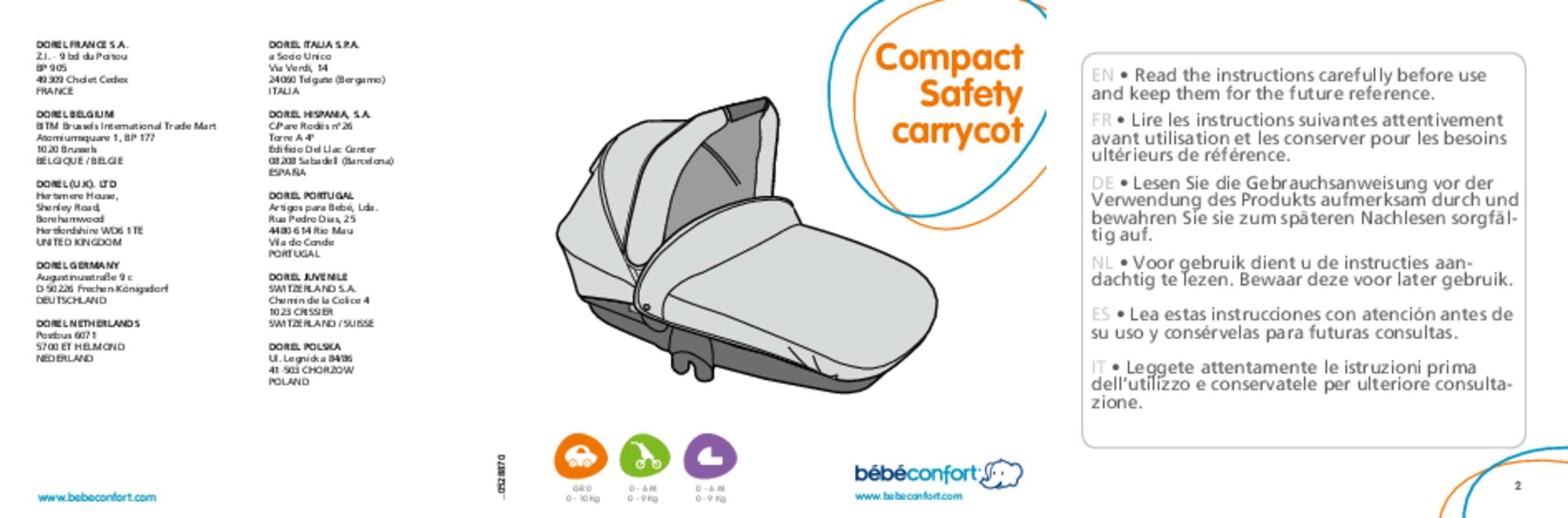 Guide utilisation BEBECONFORT COMPACT SAFETY CARRYCOT  de la marque BEBECONFORT