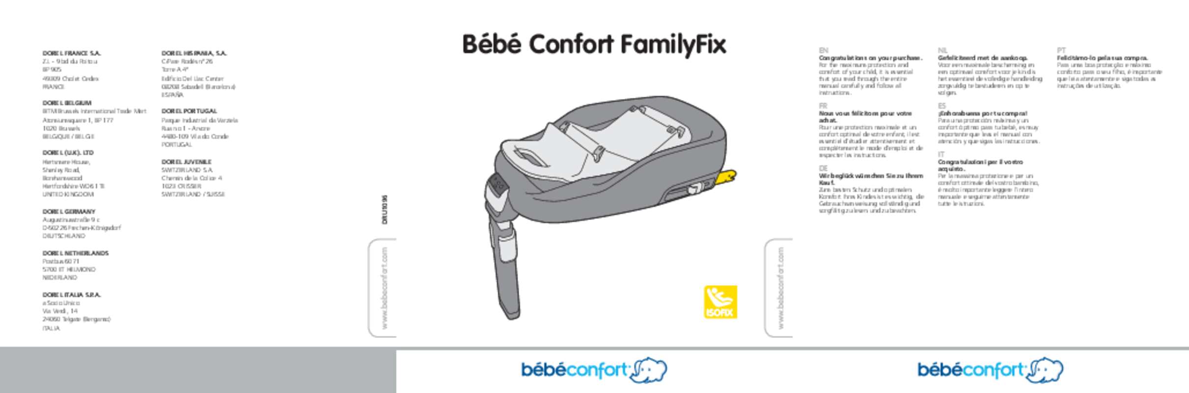 Guide utilisation BEBECONFORT FAMILYFIX  de la marque BEBECONFORT