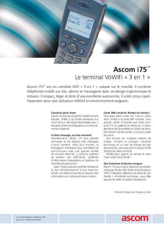Guide utilisation  ASCOM I75  de la marque ASCOM
